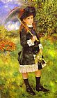 Pierre Auguste Renoir Canvas Paintings - Young Girl with Parasol (Aline Nunes)